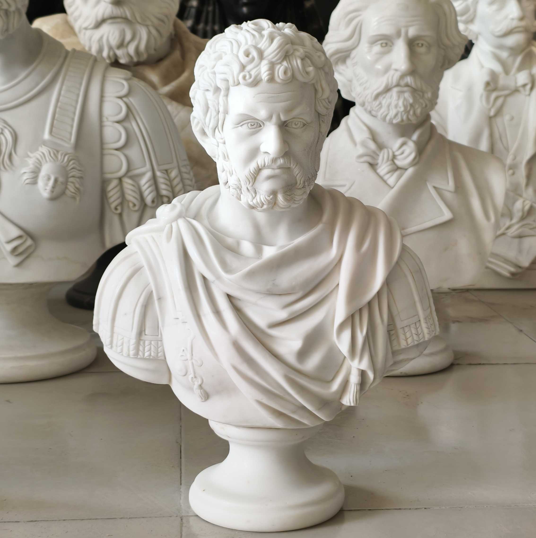 Emperor Caracalla white Carrara marble bust