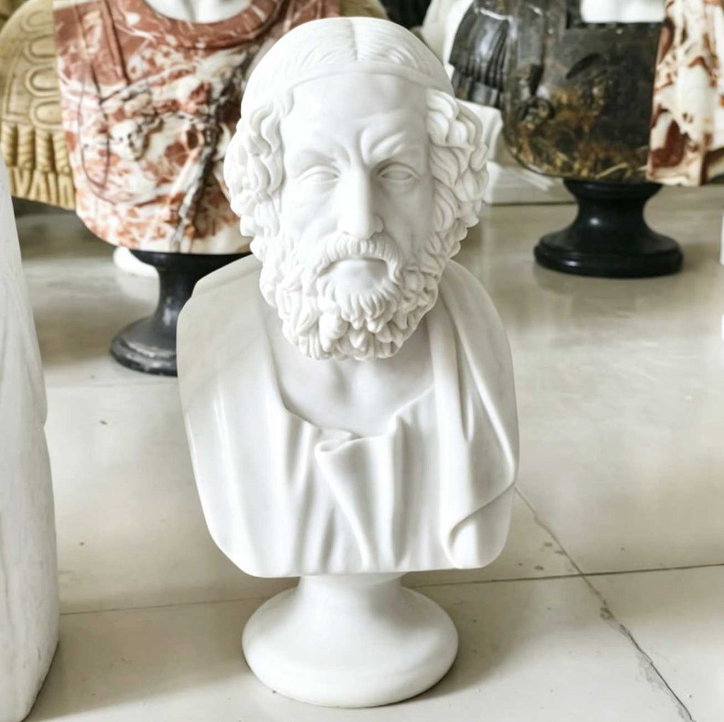 Homer the poet white marble bust