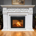 Neoclassical carved white marble fireplace mantel with fluted columns