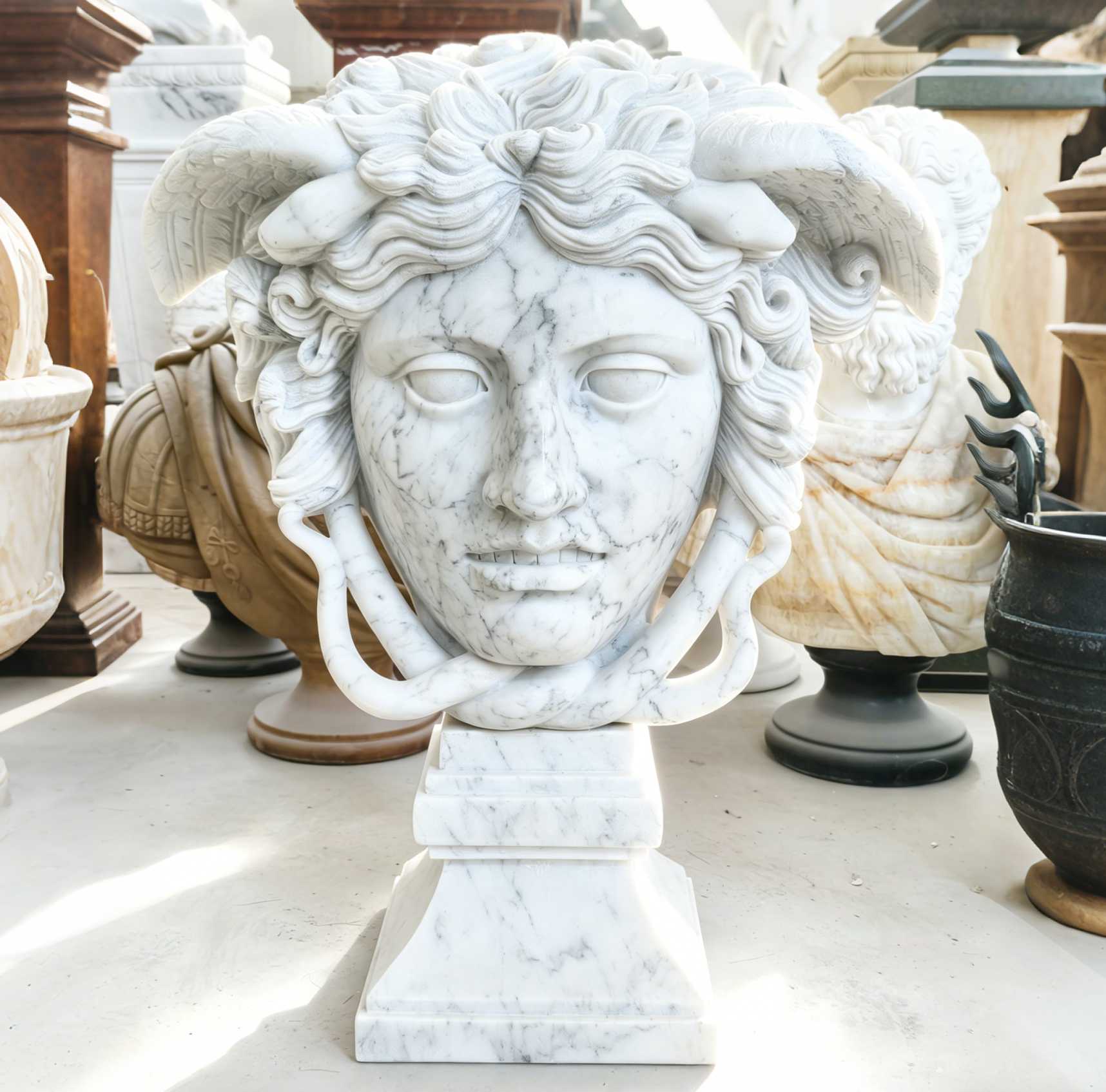 Medusa Rondanini white marble head with serpents