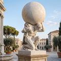 Atlas bearing the celestial sphere marble statue, hand-carved