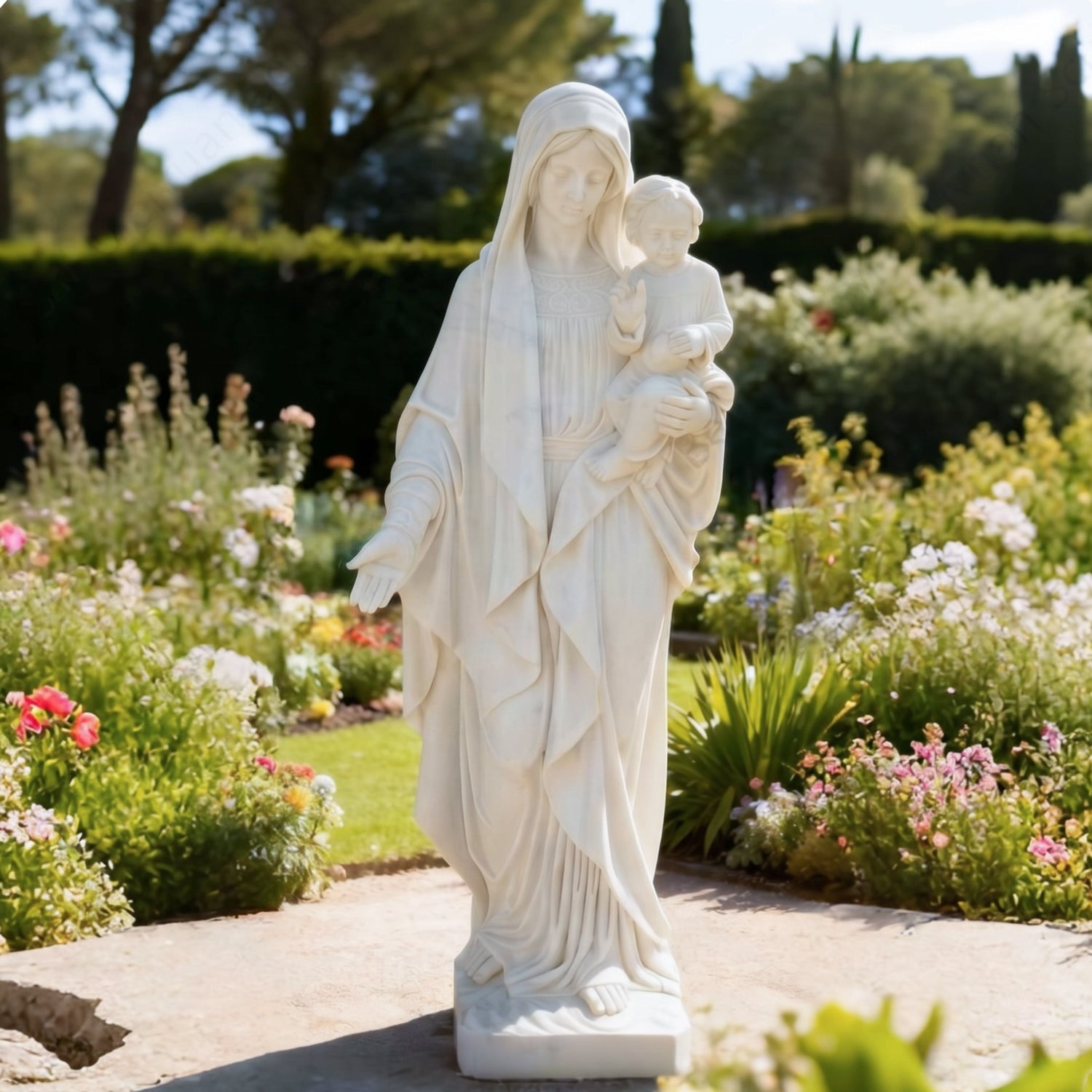 Madonna and Child Marble Statue