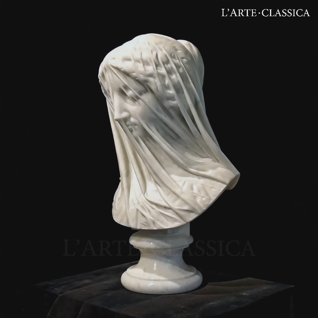 Veiled Virgin Marble Bust — after Strazza